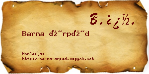 Barna Árpád névjegykártya