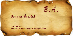 Barna Árpád névjegykártya