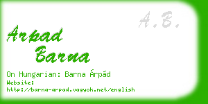 arpad barna business card