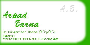 arpad barna business card